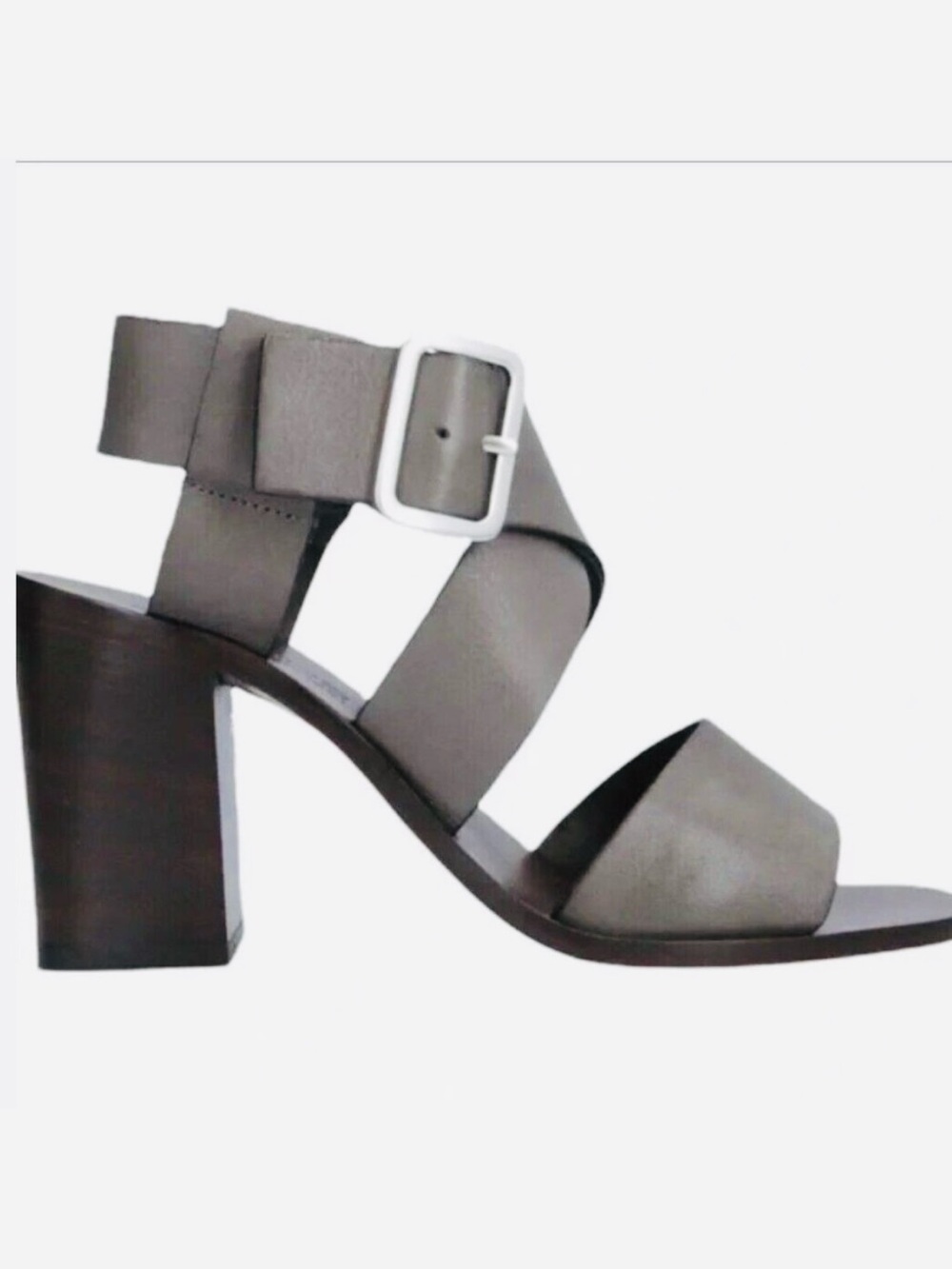 Boemos Italian Leather Grey Sandals, Brown Leather Soles, Wood Heels size 40